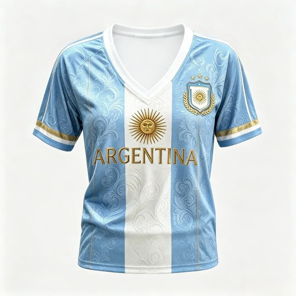 Women's  Soccer Jersey, Sun  Print V  Sport Tee, Available in Light Blue & Dark Blue for Football Fans Daily Wear