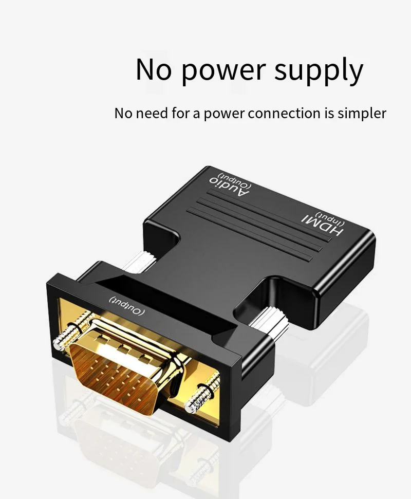 Conversor fêmea para VGA com cabo de áudio de 3,5 mm para monitor de projetor PS4 PC e laptop para experiência de visualização aprimorada