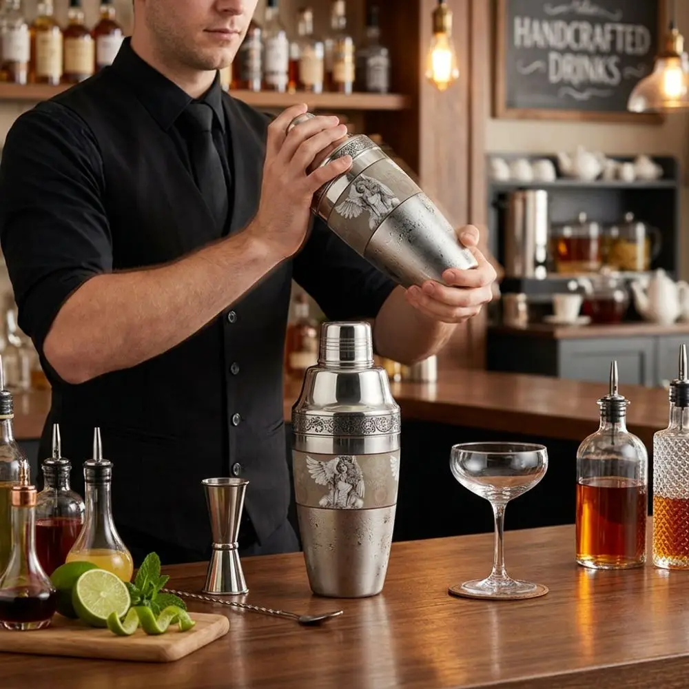 Professional 304 Stainless Steel Cocktail Shaker Rust Proof Dishwasher Safe Drink Mixer Easy to Clean Bartender Shaker Bar