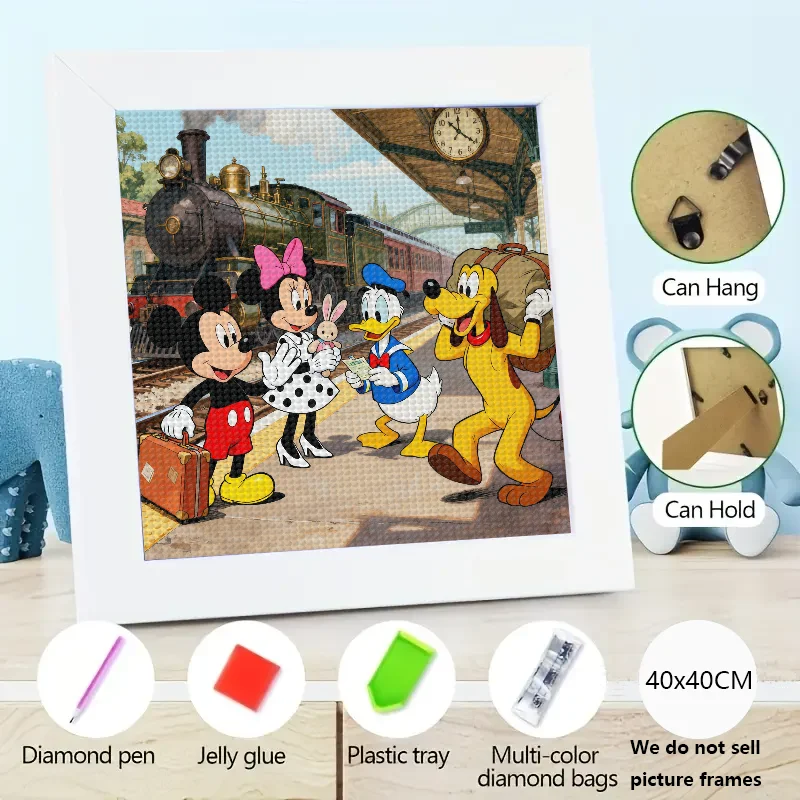 

5D DIY Полный дрель Набор для алмазной живописи, Disney Микки Маус Минни Маус Дональд Дак Плутон Поезд Сцена Алмазное искусство Рейн