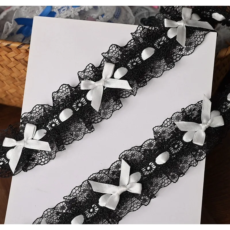 3-meter New Exquisite High-end Bow Lace Decal Handmade Clothing Wedding Lolita Accessory Material Ribbon Pleated Decoration