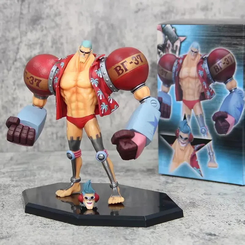 One Piece Anime Figura Brinquedos, GK Franky, 2 Cabeças Figura de Ação, Cutty Flame Dolls, Estátua Quarto Ornamento para o Homem, Presente de Natal, 17,5 centímetros