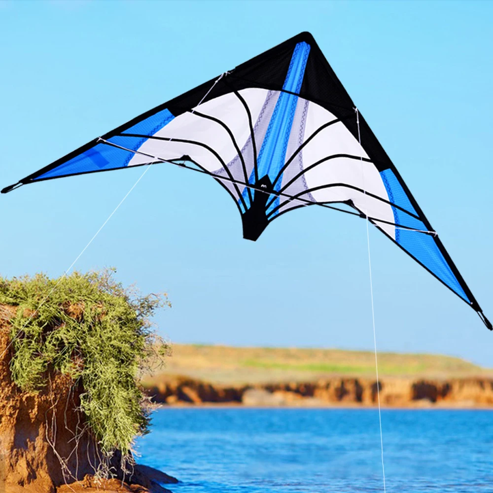 Professional Dual Line Stunt Kite 48 Inch Blue Good Flying Large Delta Kite DIY Toy Multi Style 30m Kite Line Friend Game