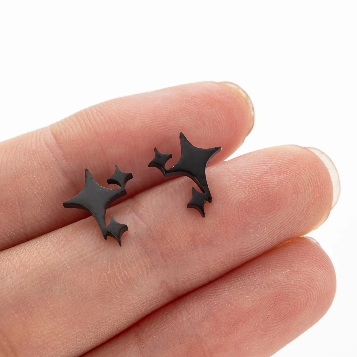 1 Paar 2026 Modische Edelstahl-Kreuz-Stern-Ohrstecker für Damen und Mädchen, koreanische vierzackige Stern-Persönlichkeits-Ohrringe, Schmuck – Detail 8