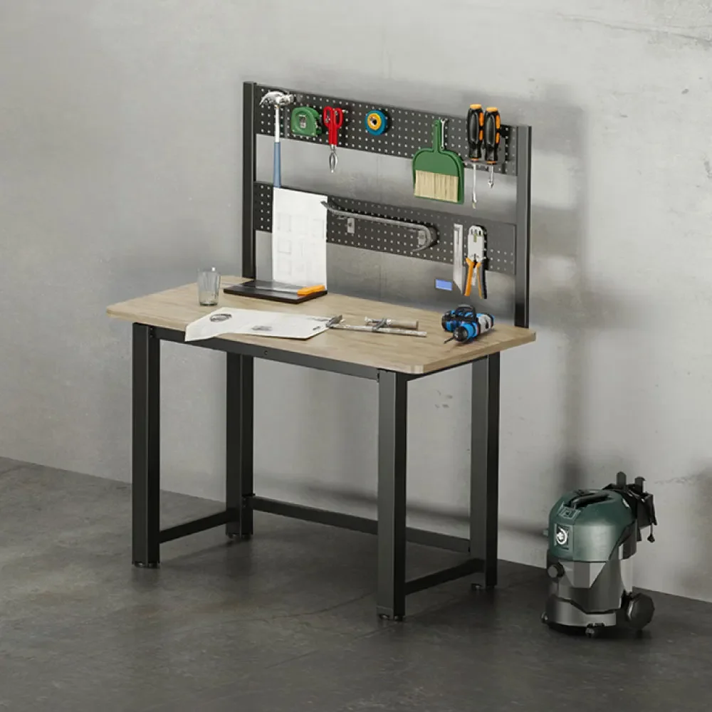 Heavy Duty Fixed Workbench Work Desk Working Table Workstation With Compact Solid Wood Surface