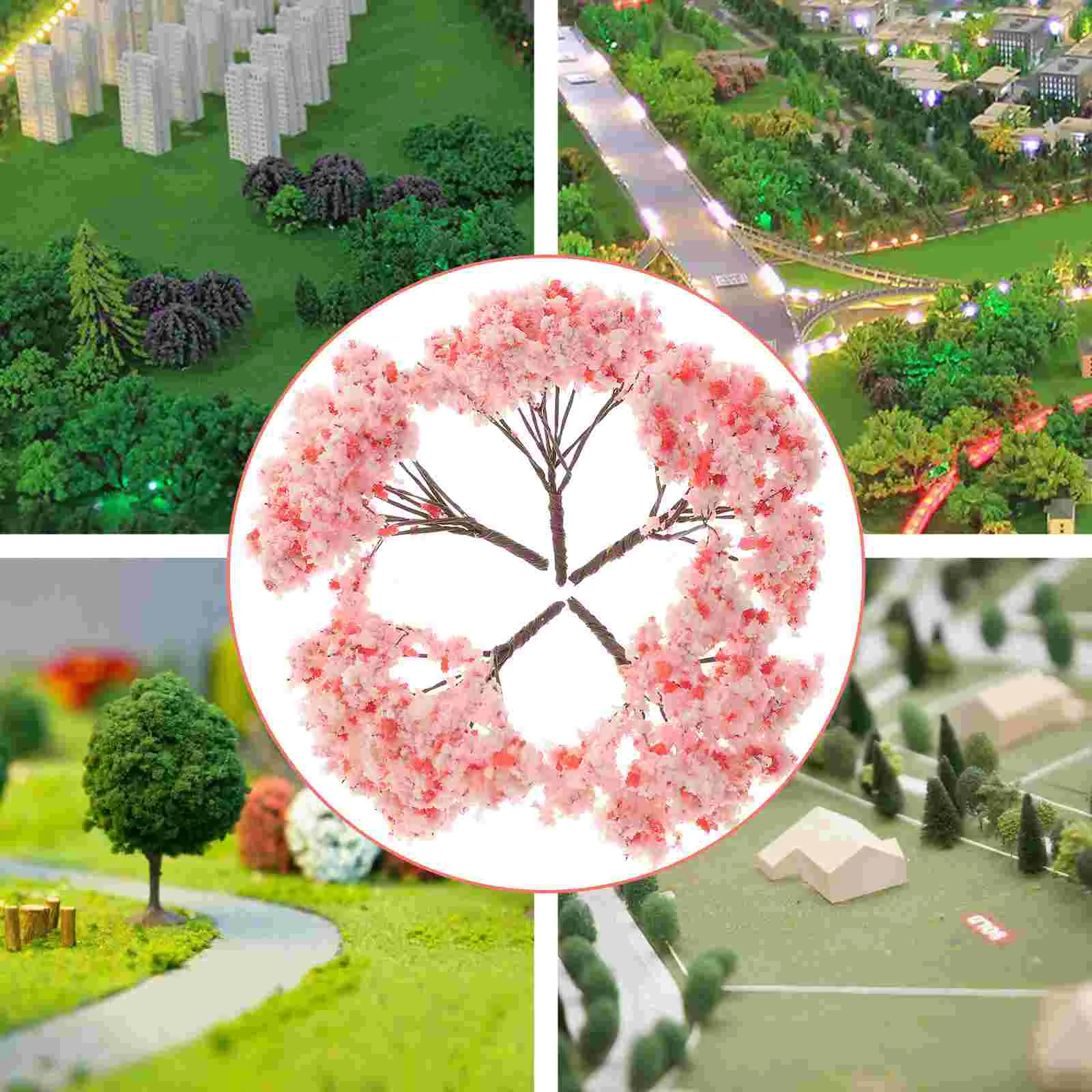 12 Pcs Scenery Model Tree Outdoor Decoration Architectural Mini Trees Toy Room Faux Cherry Blossom Prop Man Landscape Flower