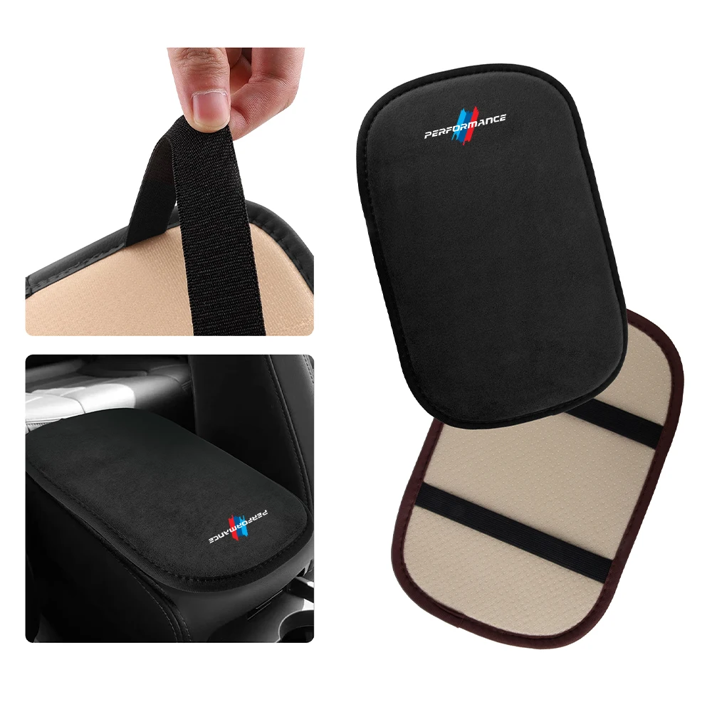 Car Interior Soft Fur Leather Pad Armrest Mat Center Console Arm Rest Protection Cushion For BMW M Performance X4 X5 F10 E90 E52