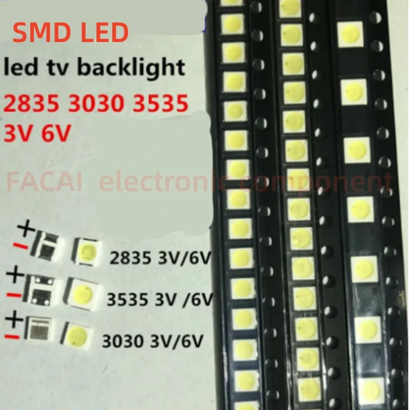 50PCS/100Pcs For LG led tv backlight 2835 3030 3535 3V 6V 1W 3W kit electronique led for lcd tv repair Cool cold white