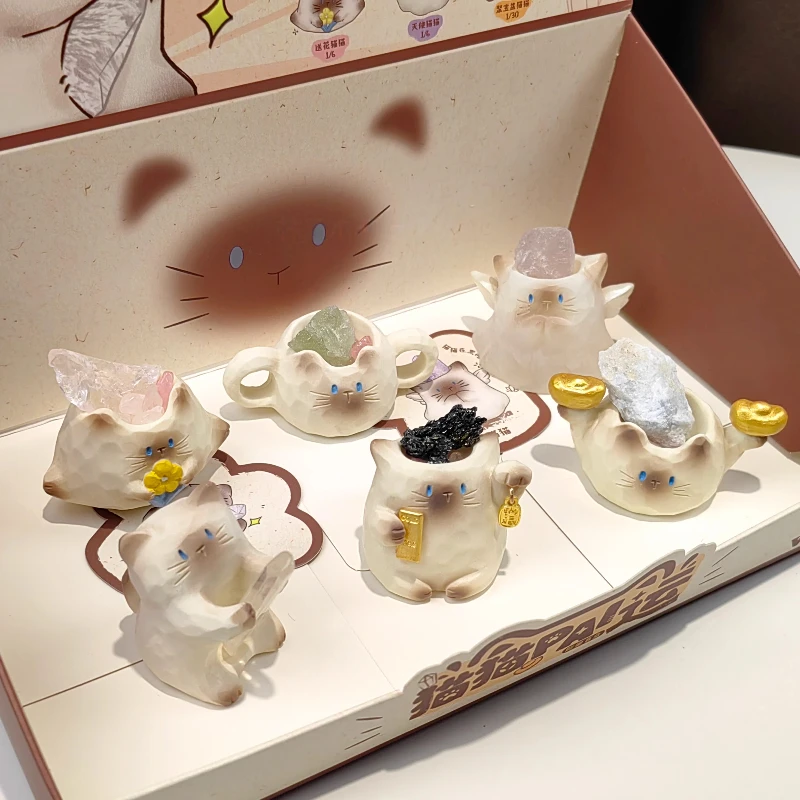 لطيف القط باي كريستال صندوق أعمى تمثال لطيف سيامي القط الإبداعية مكتب عمل الديكور العنصر المألوف مفاجأة هدية لفتاة