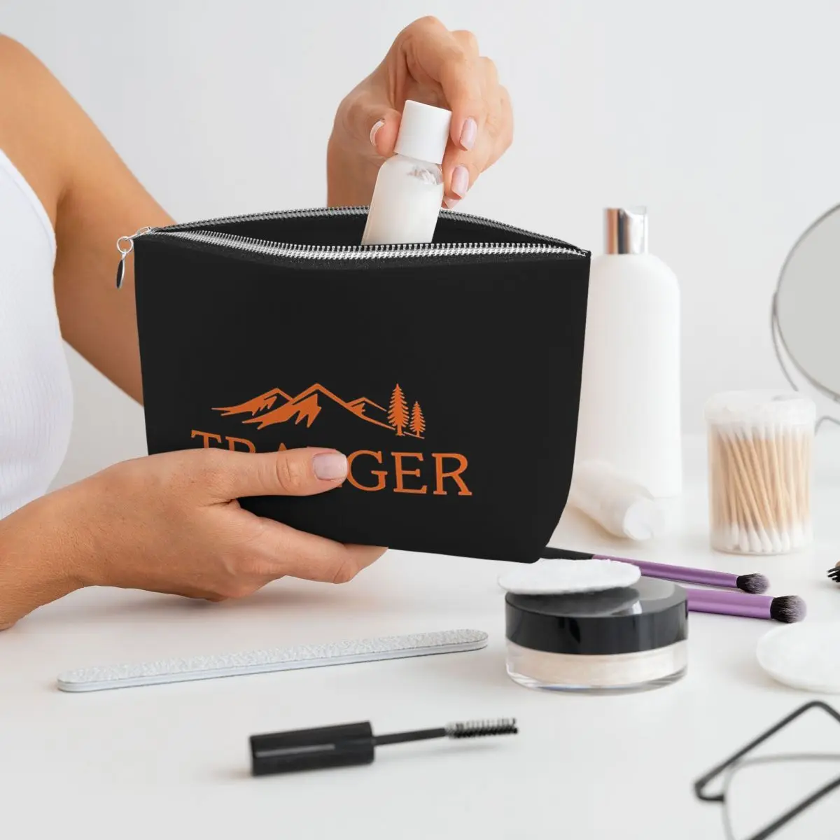 Traeger Pellet Grill humo barbacoa esencial mujer bolsa de cosméticos organizador de maquillaje de viaje bolsa de almacenamiento de artículos de tocador caja de Kit Dopp
