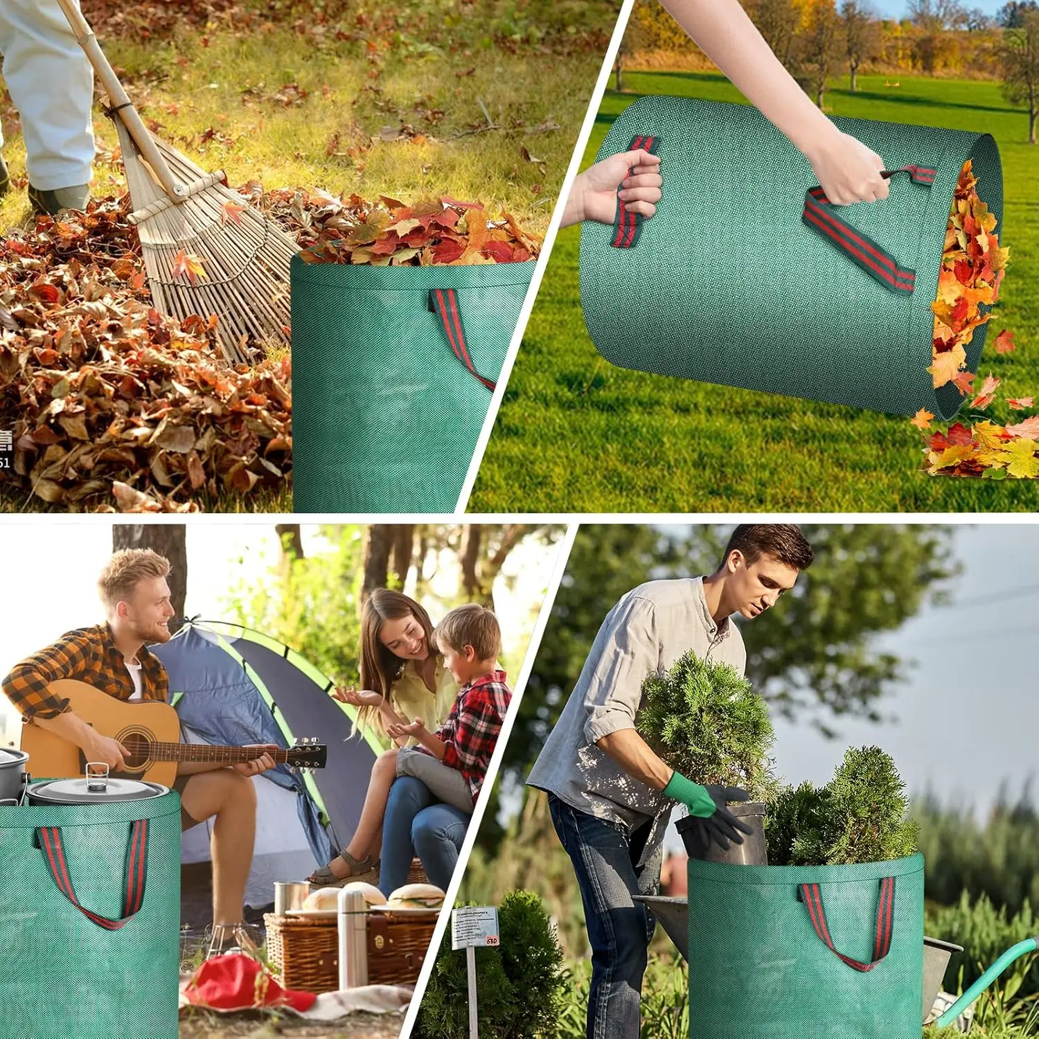 أكياس نفايات الحدائق الثقيلة القابلة لإعادة الاستخدام ، أكياس الحدائق ، أدوات الحدائق ، نفايات النباتات ، أوراق العشب