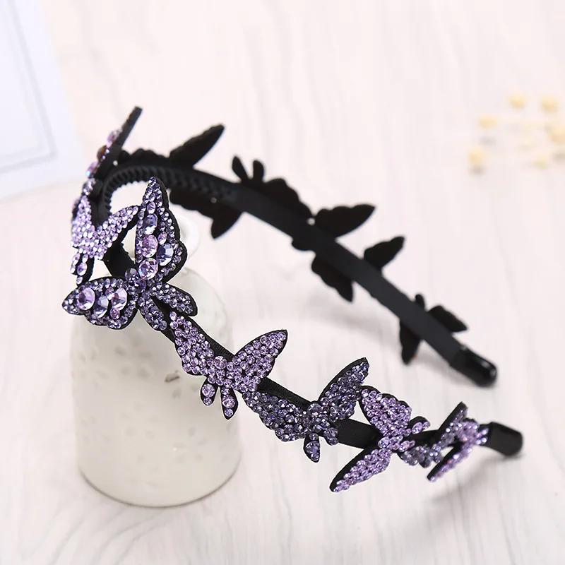 Fashion exquisite butterfly diamond headband personality elegant women's headband headband non-slip vintage headband