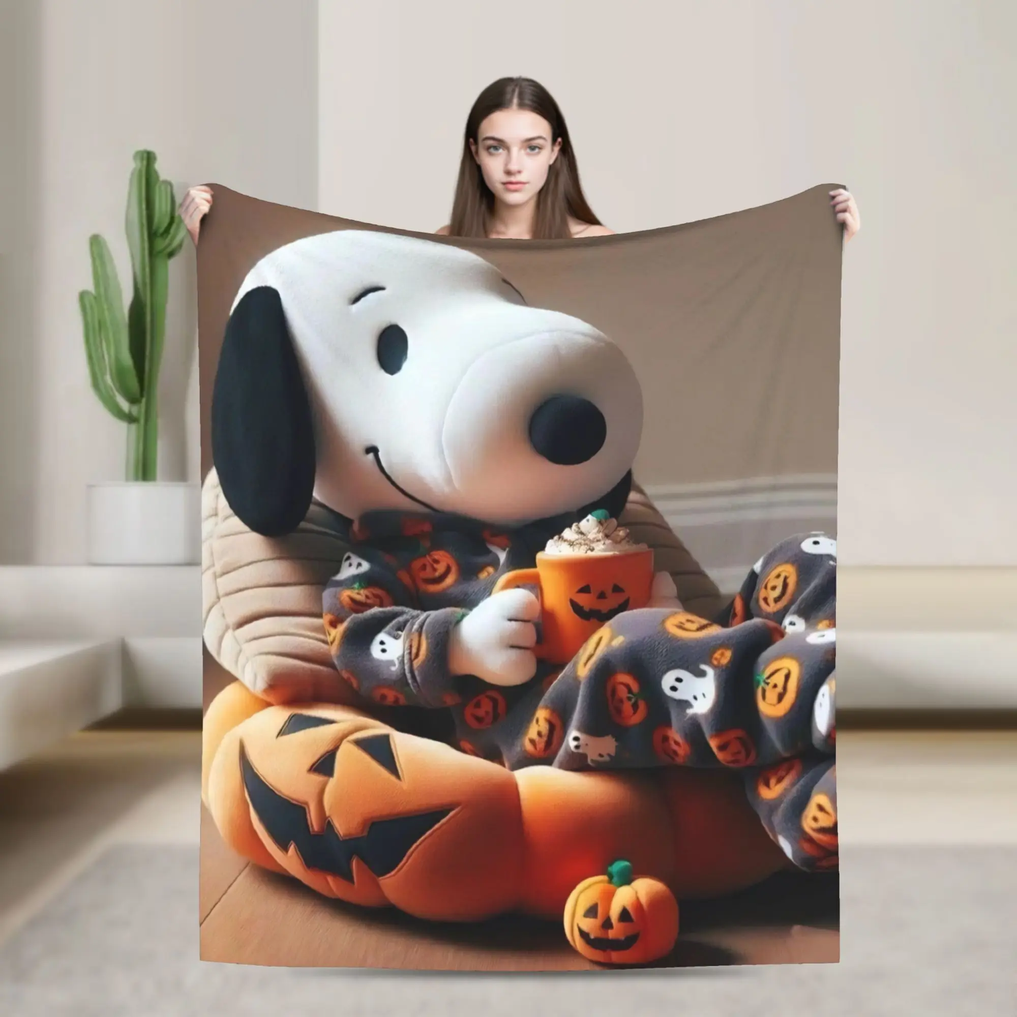 S-Snoopys Movie Knitted Blankets Fleece Xmas Christmas Halloween Ultra-Soft Throw Blankets for Outdoor Travel Bed Rug