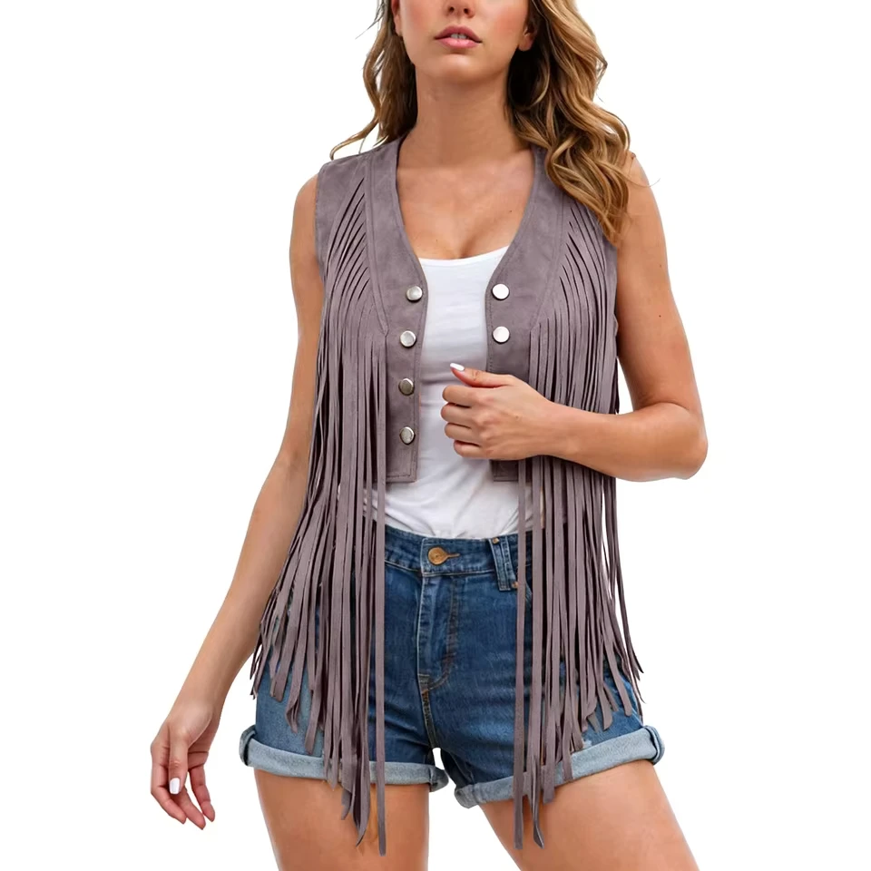 

Women Fringe Faux Suede Leather s Fashion Tassel Motorcycle Cropped Vest Womens Cropped Vest Carnival Party