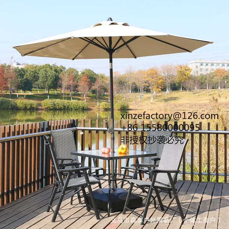 

Комплект для отдыха на открытом воздухе: стол и стулья с зонтом (3 предмета) из теслина, прямые поставки с завода, модель 2026 года, лидер продаж