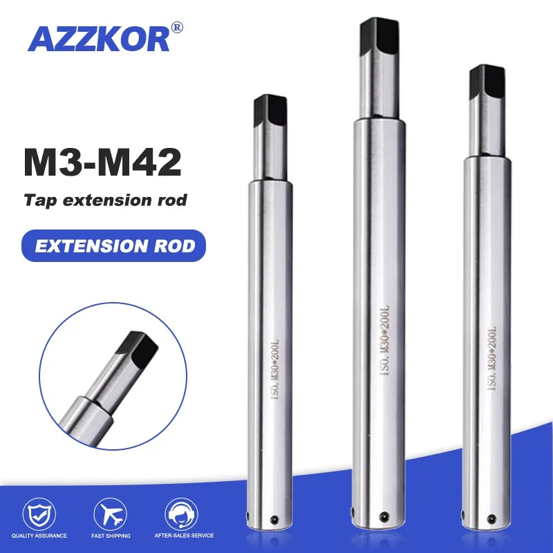 AZZKOR  M3m4m5m6m8m12m14m16m20m30 Square Inner Hole Tap Extension Rods Machine Use Sleeve Extension Rod Tools 65Mn