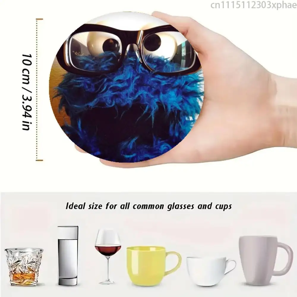 C-Cookies Monsters Cute Wood Coaster Mug Tea Coffee Cup Pad Heat Resistant Placemats Tableware Decoration