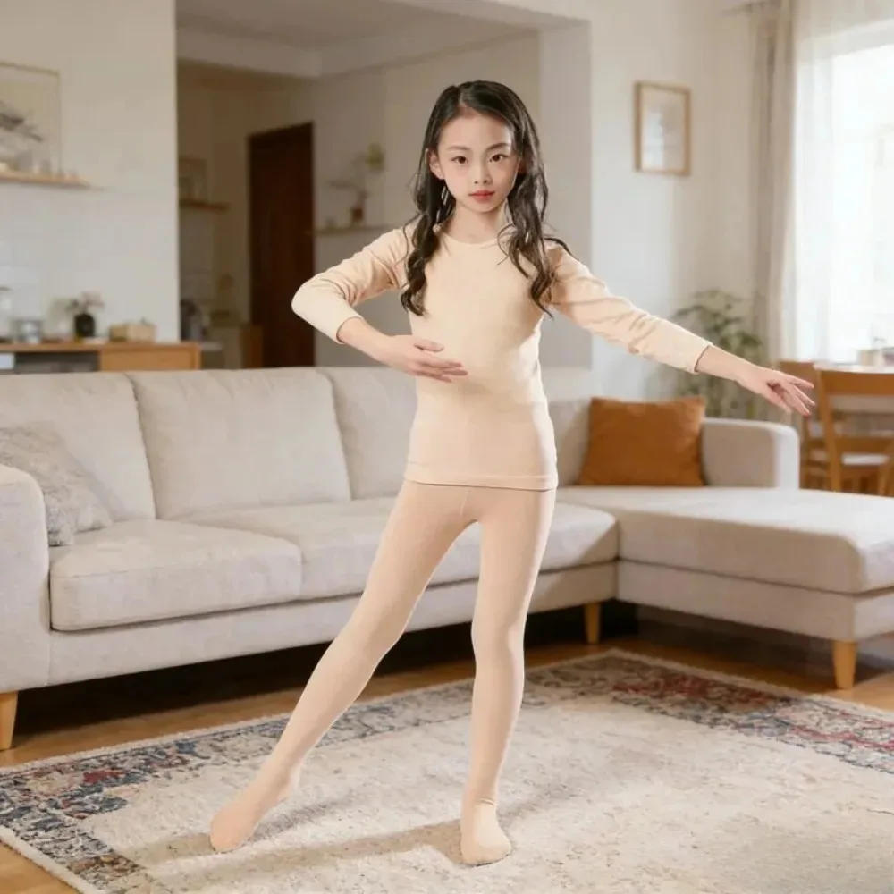 Maillot de Danza Blanco para Niñas, Elástico, Color Piel, para Práctica de Ballet