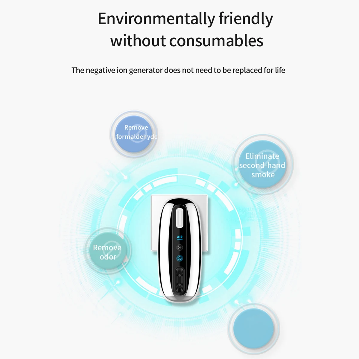 200 Million In-Line Negative Ion Air Purifier Portable 360 degree All-Round Bedroom Bathroom Odor Deodorant EU Plug