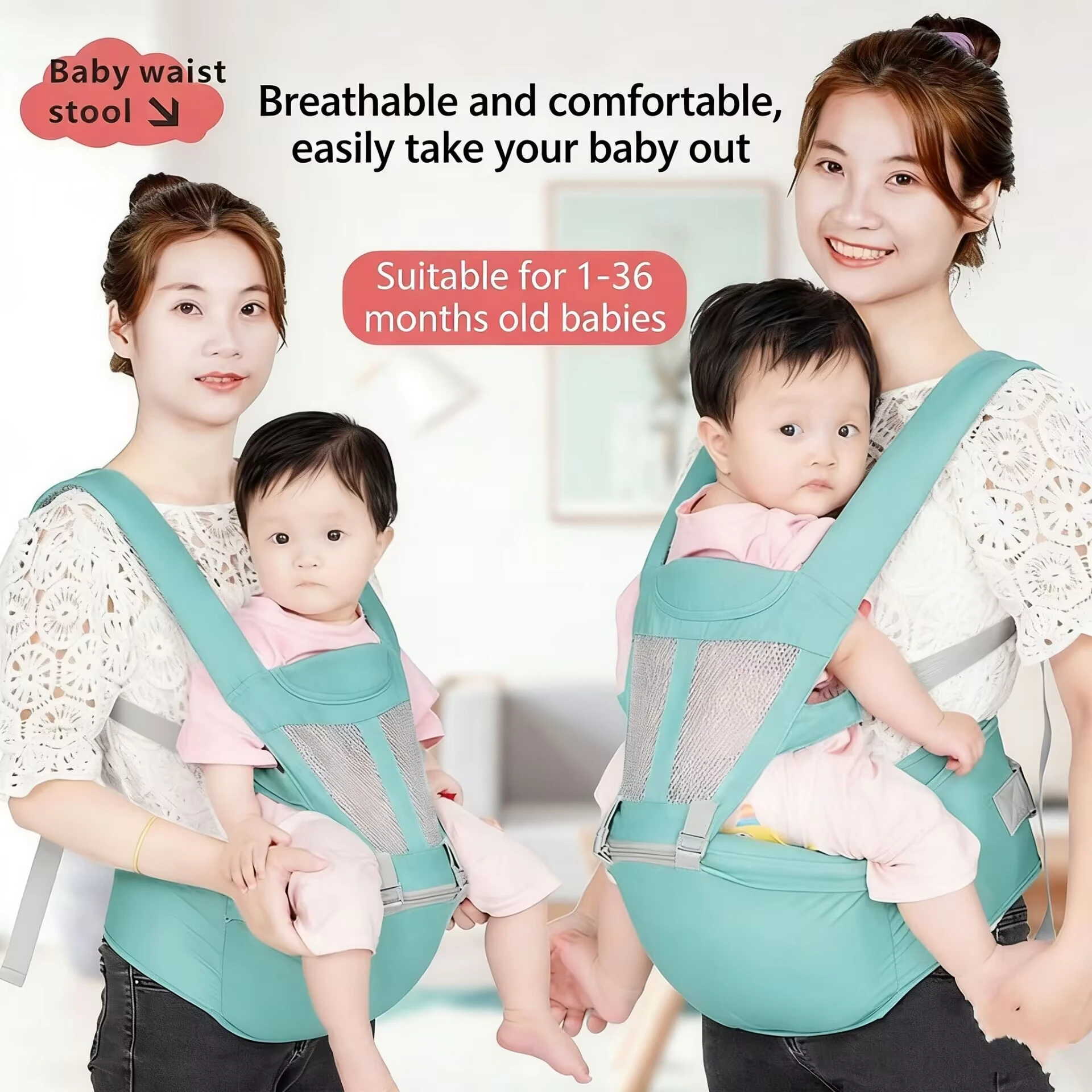 Baby Sling Ventilate Carrier Toddler Carrier New Baby Sling Portable and Lightweight Sling Non-Slip Hip Seat Carrying 20KG