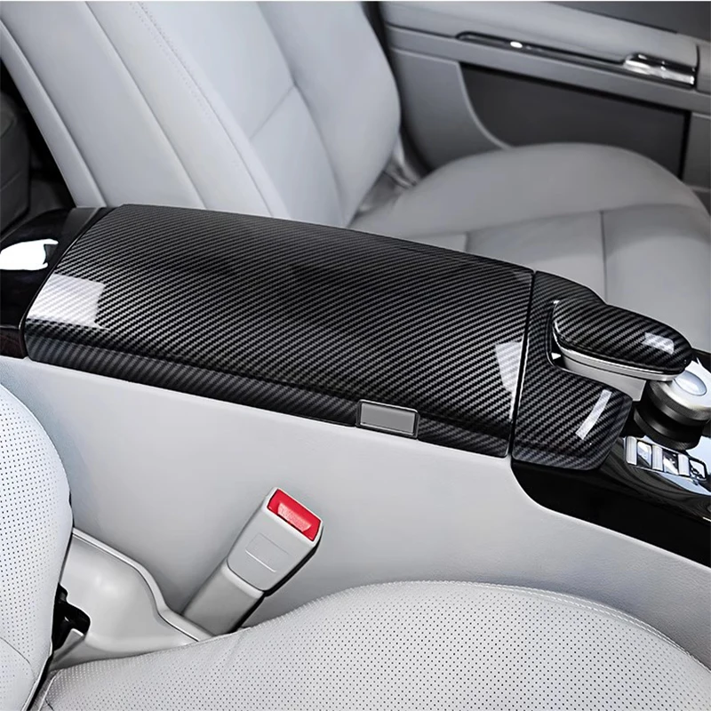 

Для Mercedes Benz S Class W221 аксессуары из углеродного волокна, Стайлинг автомобиля, крышка центральной консоли, подлокотник, отделка, защитная крышка, наклейка