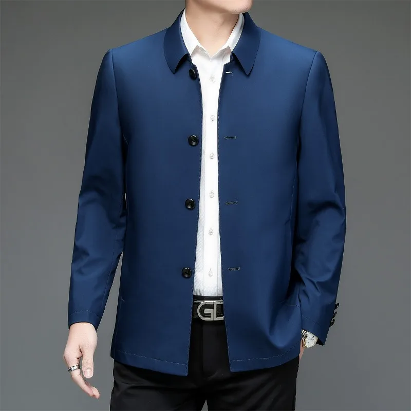 

Luxury Men Jacket Loose Commute Office Comfort TrenchCoat Fashion Lapel Design Business Comfort Skin Friendly Autumn Men Coats