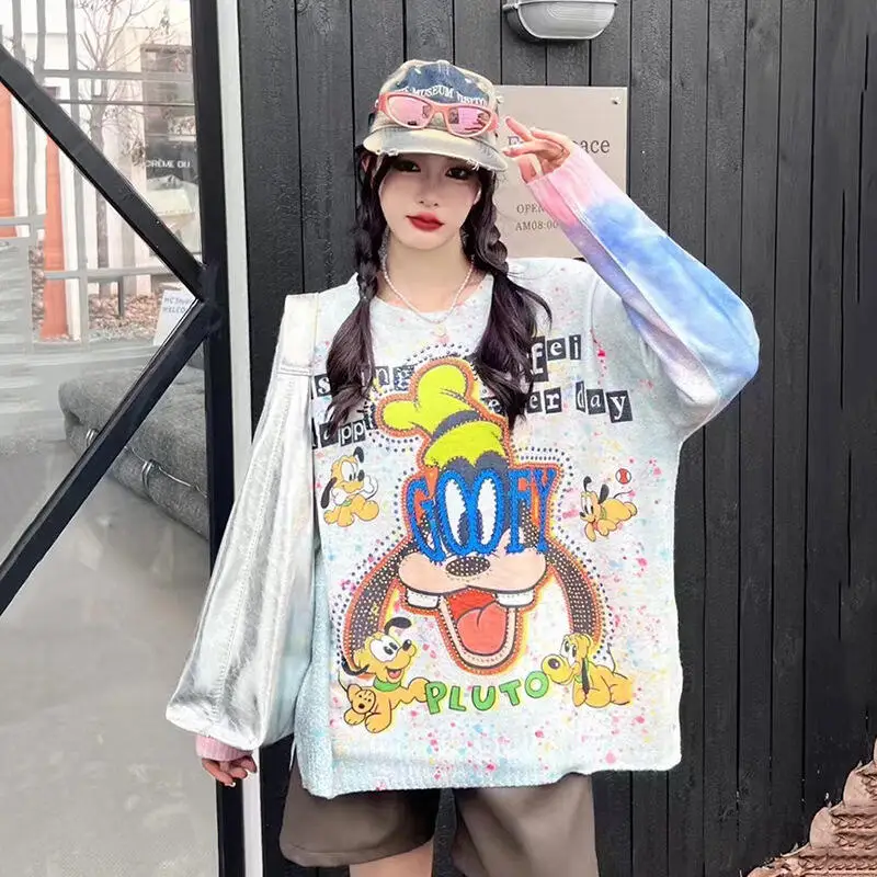 

Hot Women Kawaii Goofy & Pluto Cartoon Anime Pullover Knitwear - Warm Soft Woman Clothes Tops Cute Cozy Sweater Winter Fashion