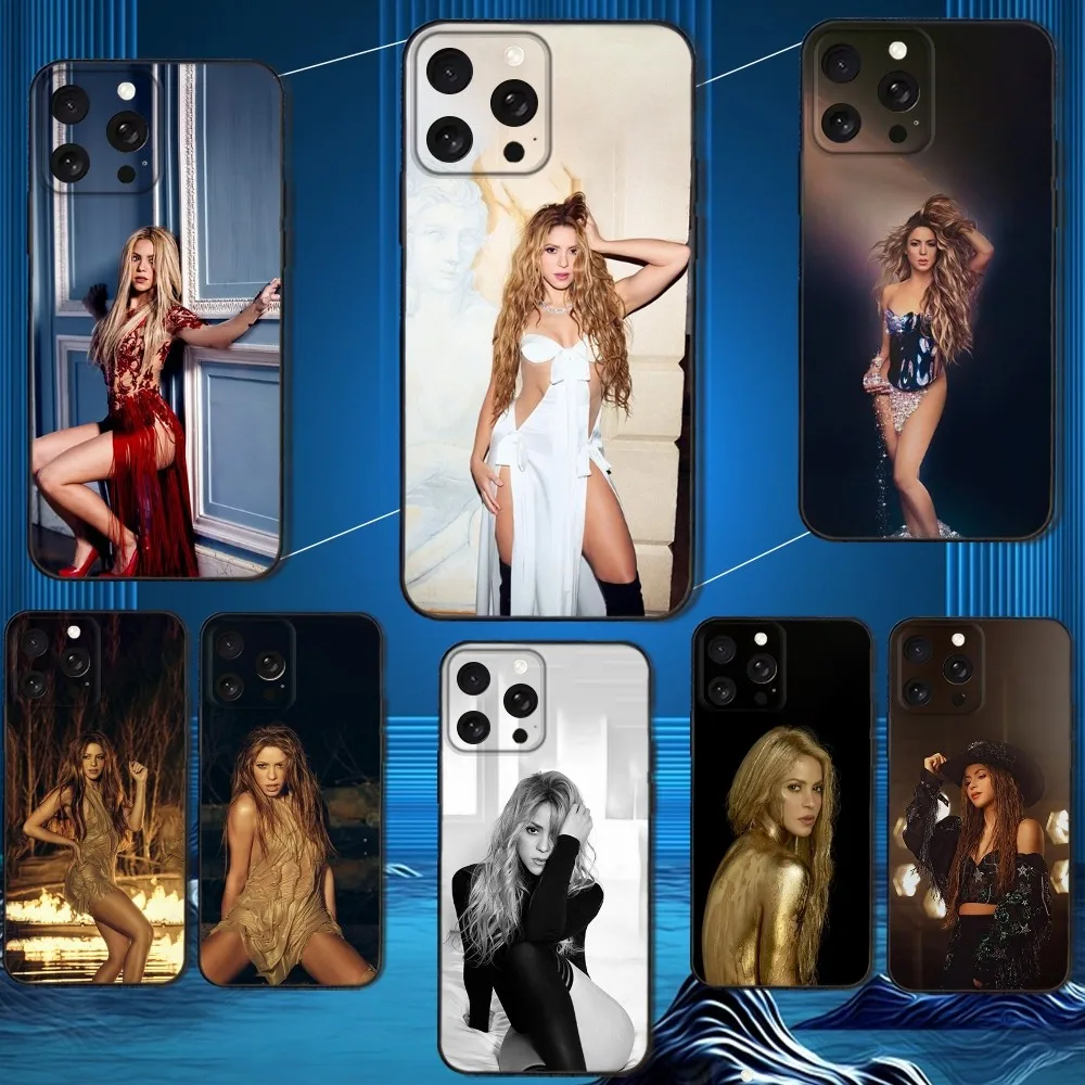 

S-Shakira Colombia Singer Phone Case For iPhone 16,15,14,13,12,11 Plus,Pro Max,XS,X,XR,SE,Mini,8,7,Soft Silicone Black Cover