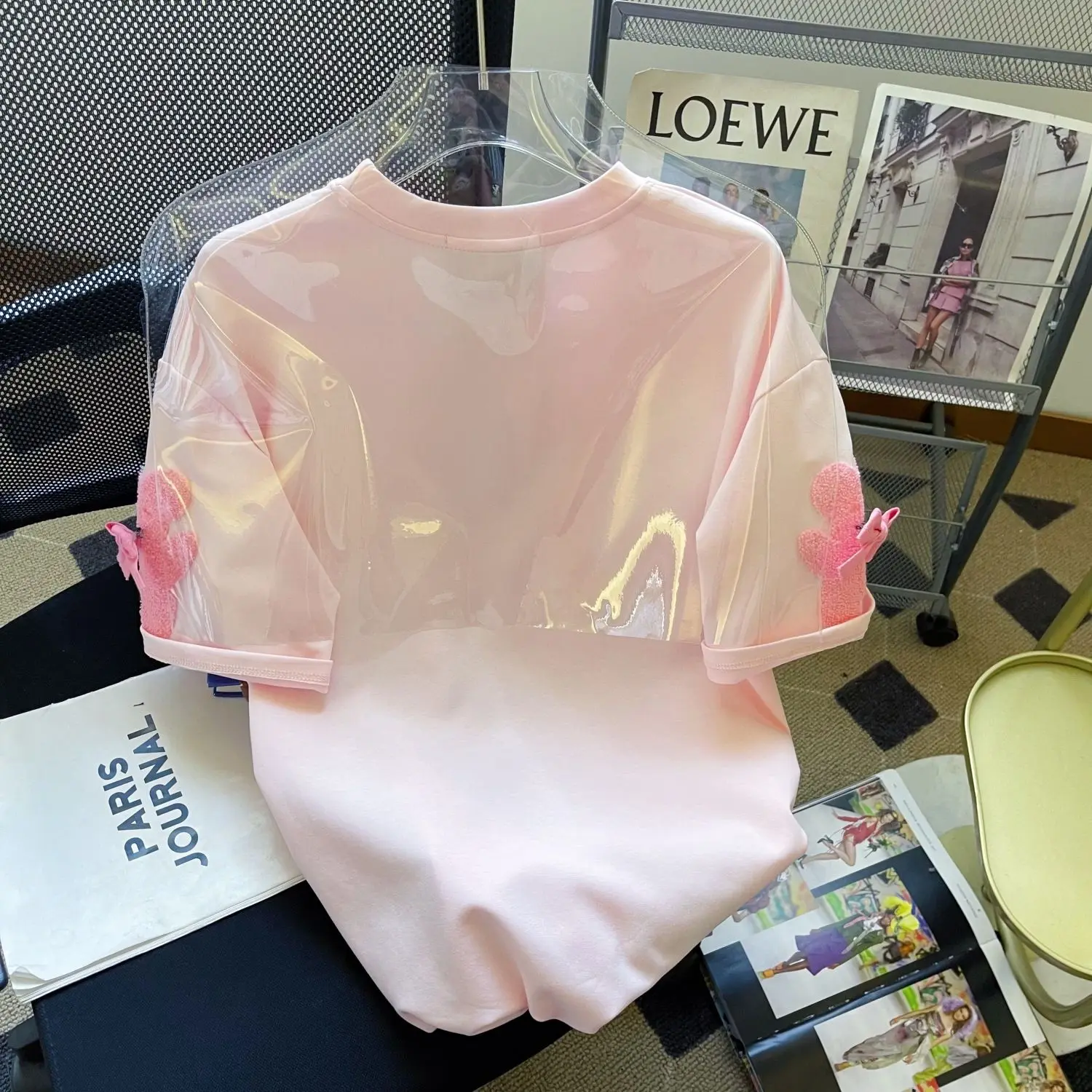 2025 Summer Embroidered Bear 3D Bow Short Sleeve T-Shirt Women Korean Cute Tee Kawaii Clothes Oversized Casual T Shirts Y2k Tops