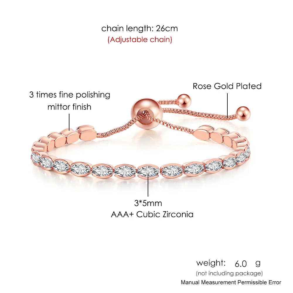 Adjustable Oval Crystal Tennis Bracelet for Women Kpop Zirconia Gold Color Chain On Hand Simple Minimalist Jewelry Trend H202