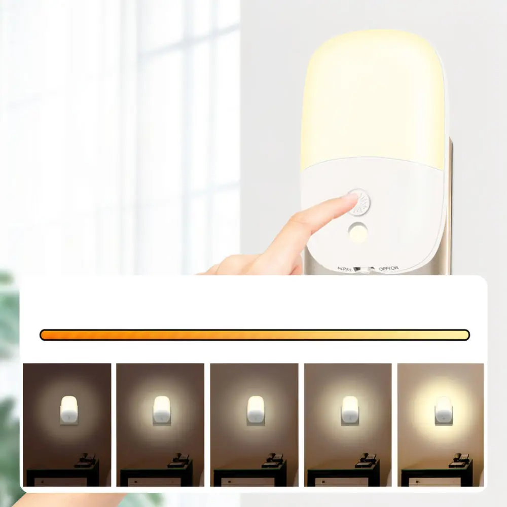 For FYD LED Night Light Red Light Sensor Slim Wall Lamp Foldable Plug In Energy Saving Sleep Aid Bedroom Corridor Lighting
