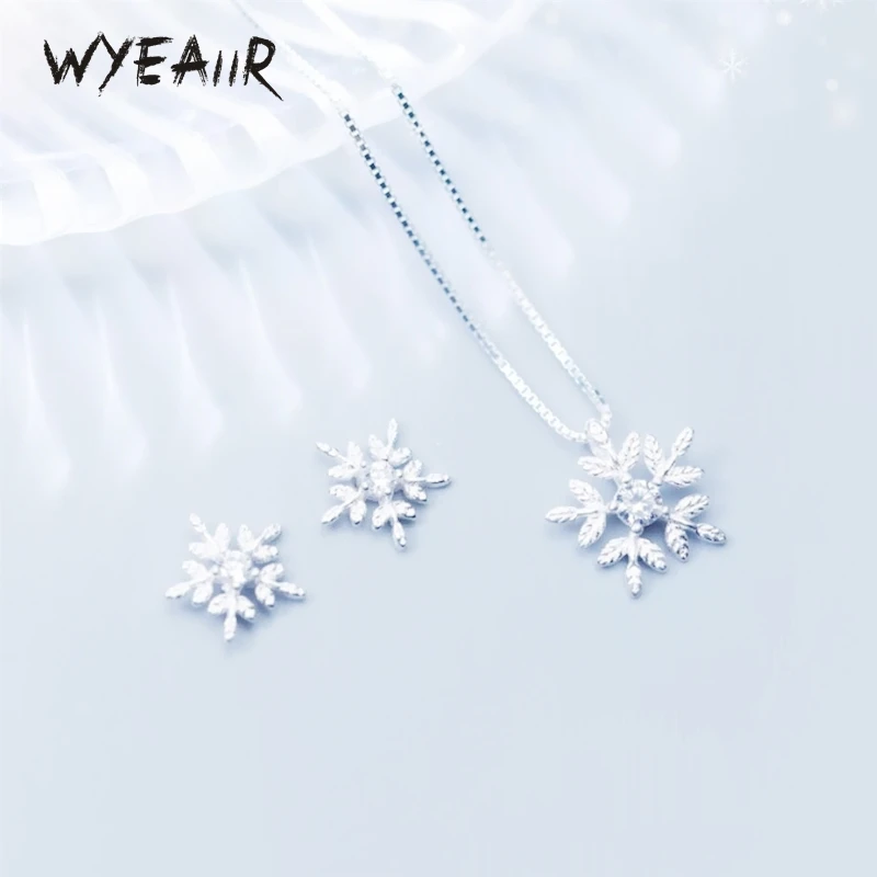 

Рождественский подарок WYEAIIR из стерлингового серебра 925 пробы, блестящие циркониевые снежинки, Изящные Ювелирные изделия, роскошное Женское Ожерелье