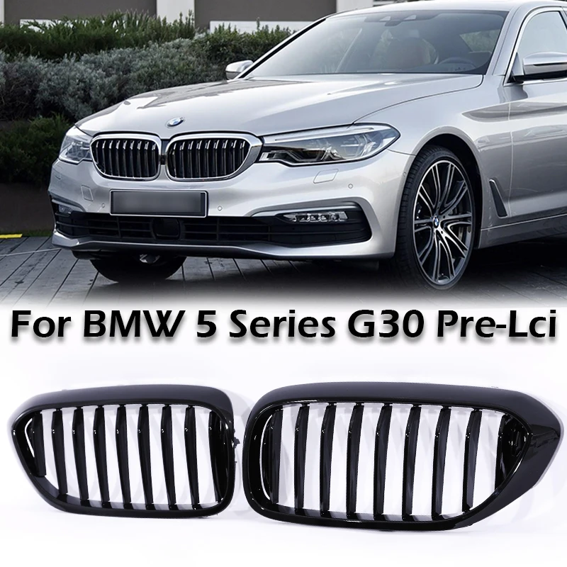 calandre-a-lattes-simples-en-carbone-chrome-pour-bmw-serie-5-g30-pre-lift-2017-–-2020-racing-m-style-525-530-540-accessoires
