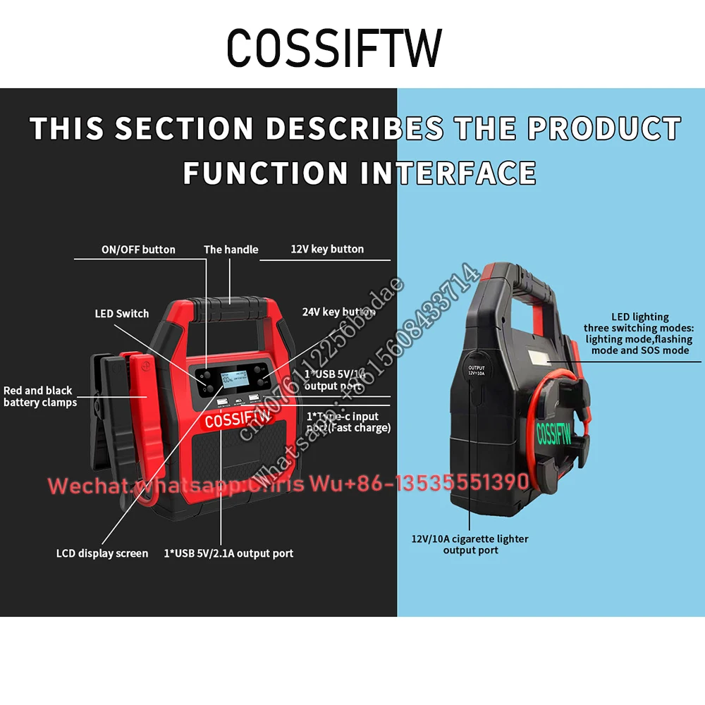 5000A Car Battery Jump Starter All Gas 20.L  Smart Portable    Pack 12V 24V  Box  er