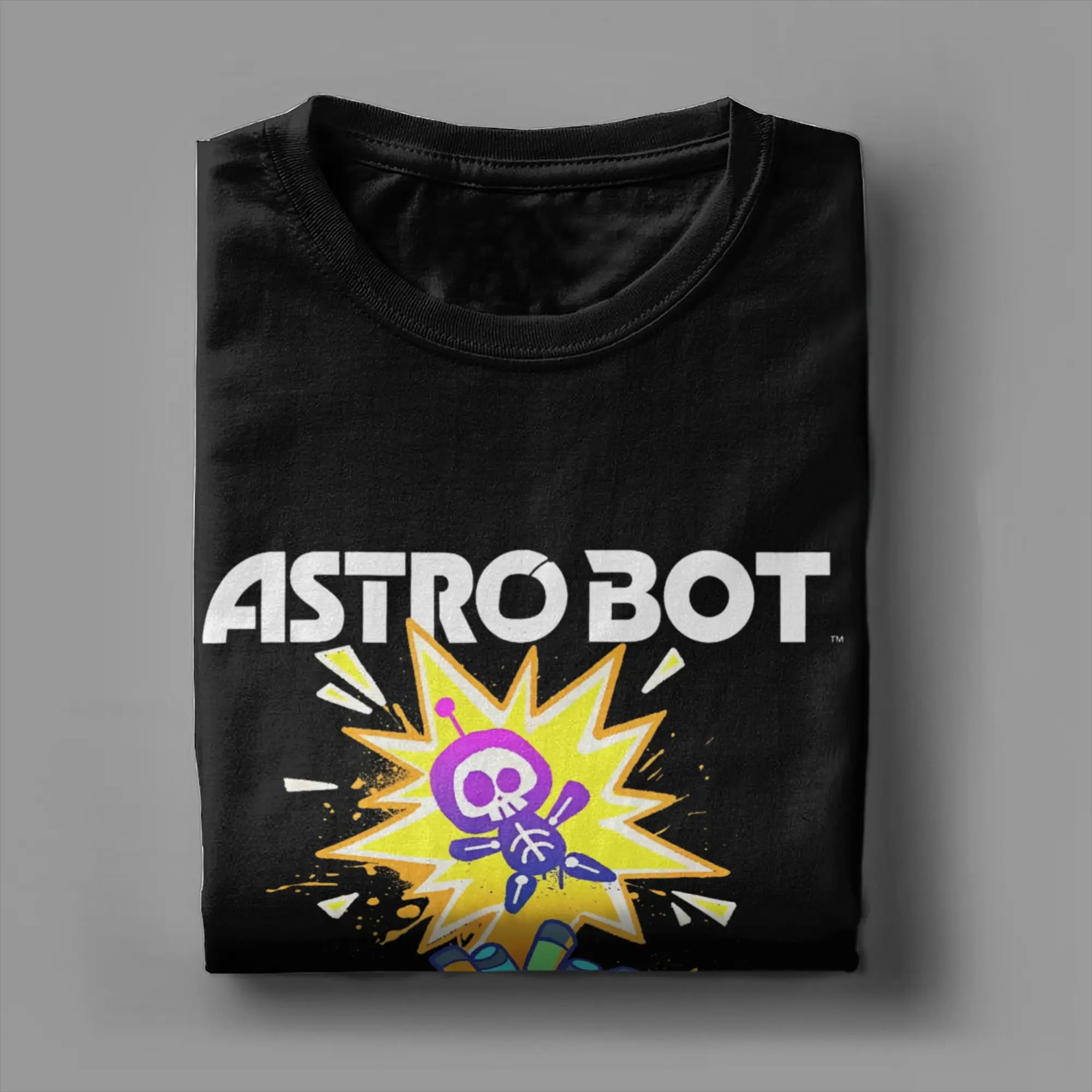 A-Astro Bots Airbrush Gaming Men\'s T Shirt Cartoon Robert Creative Tees Short Sleeve Crewneck T-Shirt Pure Cotton New merch