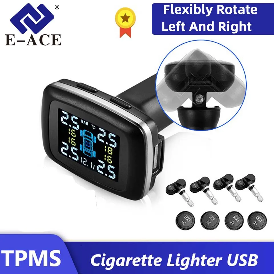 E-ACE Mini Cigarette Lighter Pressure Digital Displays Electronic Automotive Universal Auto Tire Pressure Detectors Monitor