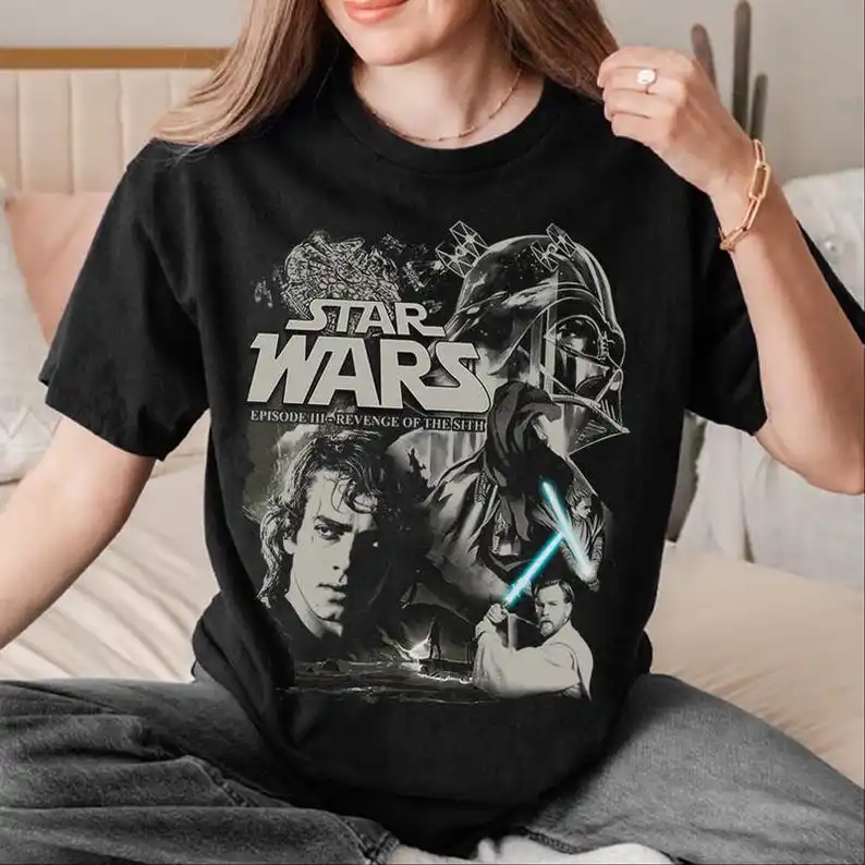 أنكين سكاي ووكر الانتقام من سيث تي شيرت مطبوع حرب النجوم المشجعين هدية ديزني لاند حرب النجوم قميص غالاكسي حافة قميص دارث فيدر