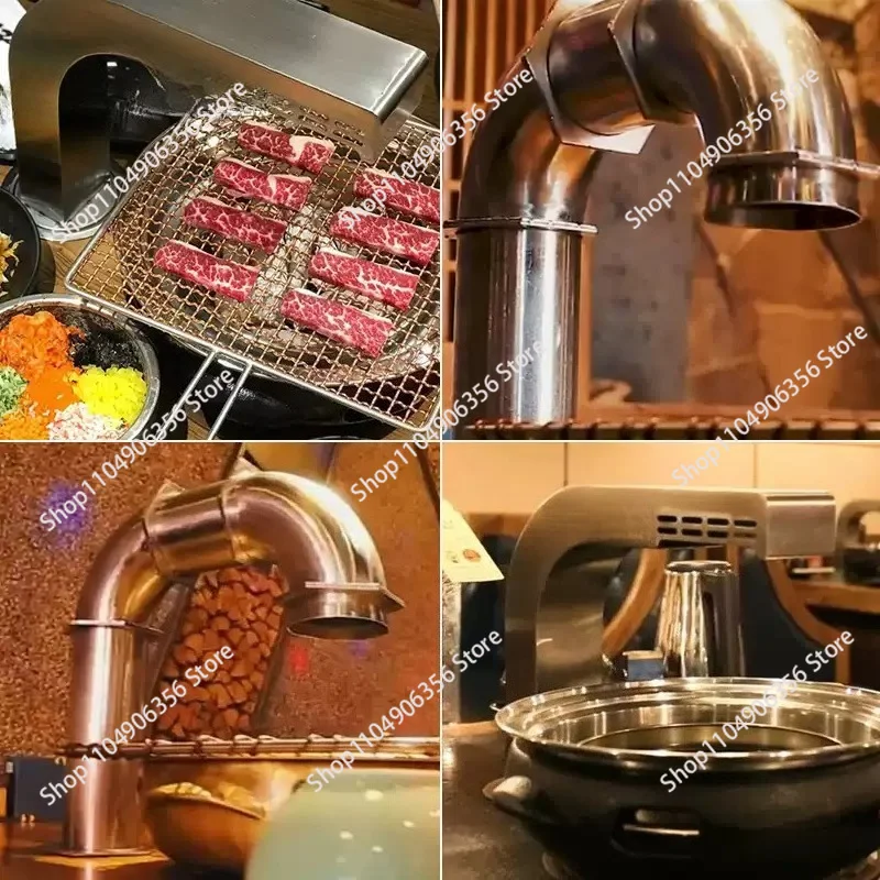 Thick Stainless Steel Smoke Elbow Pipe, Commercial BBQ Restaurant Smoke Exhaust Tube for Up-suction Down-discharge System