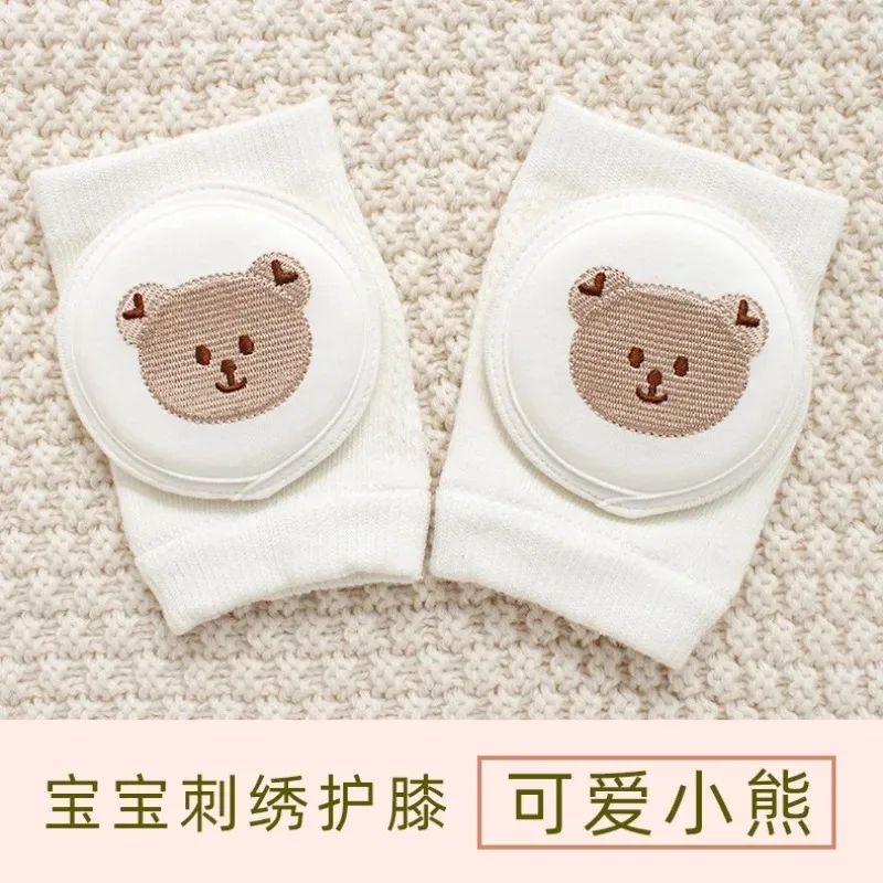 Infant mesh knee pads baby summer thin section toddler protective gear children cartoon embroidery elbow pads knee pads
