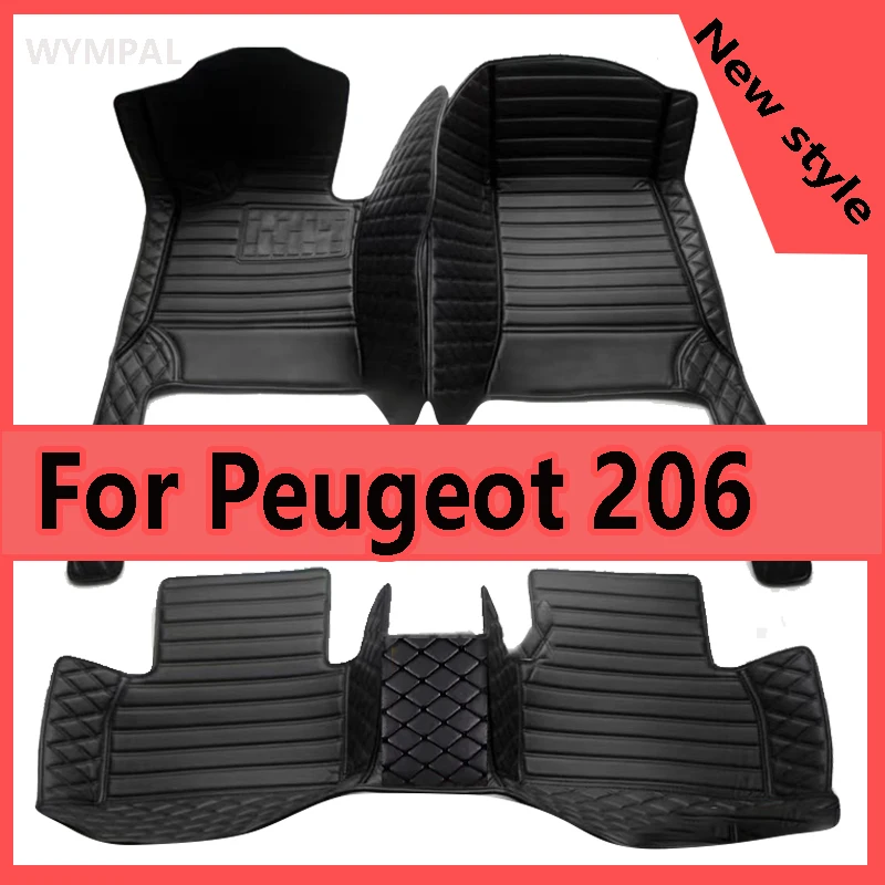 Car Floor Mats For Peugeot 206 206+ 1998~2013 Carpets Rugs Luxury Leather Mat Interior Parts Car Accessories 1999 2000 2001 2002