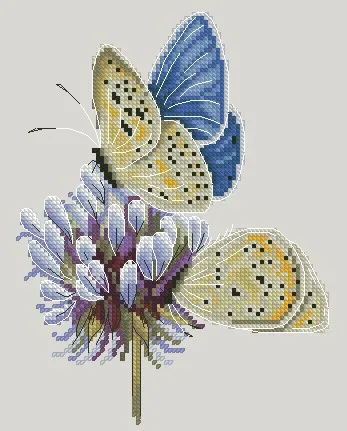 Chinese Cross-Stitch Kits for Embroidery Needlework, Butterfly and Flowers, DIY Sets, 1-24-29, 16CT, 14CT, 18CT