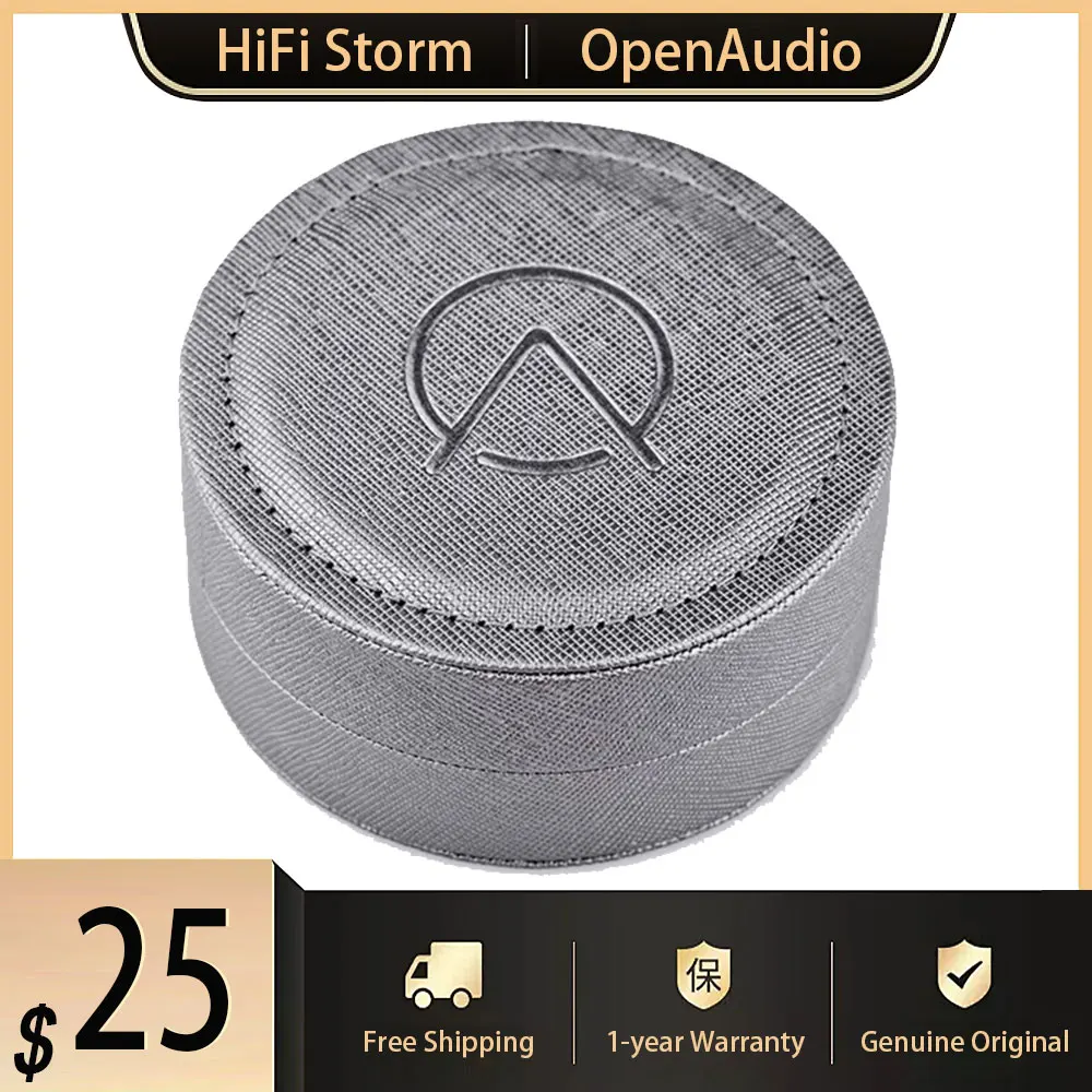 

New OpenAudio Silver Gray Earphone Leather Case Portable Headphones Storage Box Headset Bag Travel Outdoor Sports Accessories