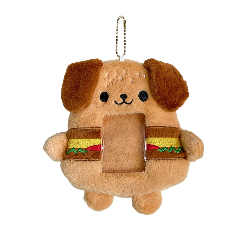 1 قطعة برغر الكلب أفخم حامل بطاقة الصورة الكرتون الحيوان المفاتيح حافلة بطاقة عرض الصور قلادة المرأة كيرينغ للطلاب