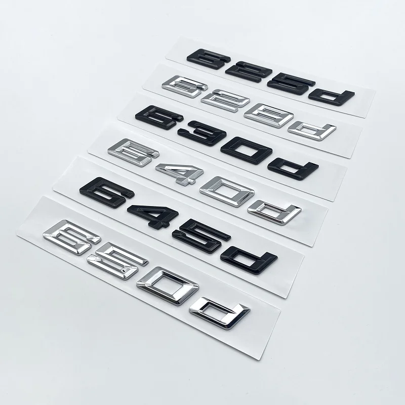 

New 3D Letters 620d 625d 628d 630d 635d 640d 650d Chrome Black Emblem Car Trunk Badge Sticker For 6 Series E63 E64 F06 F12