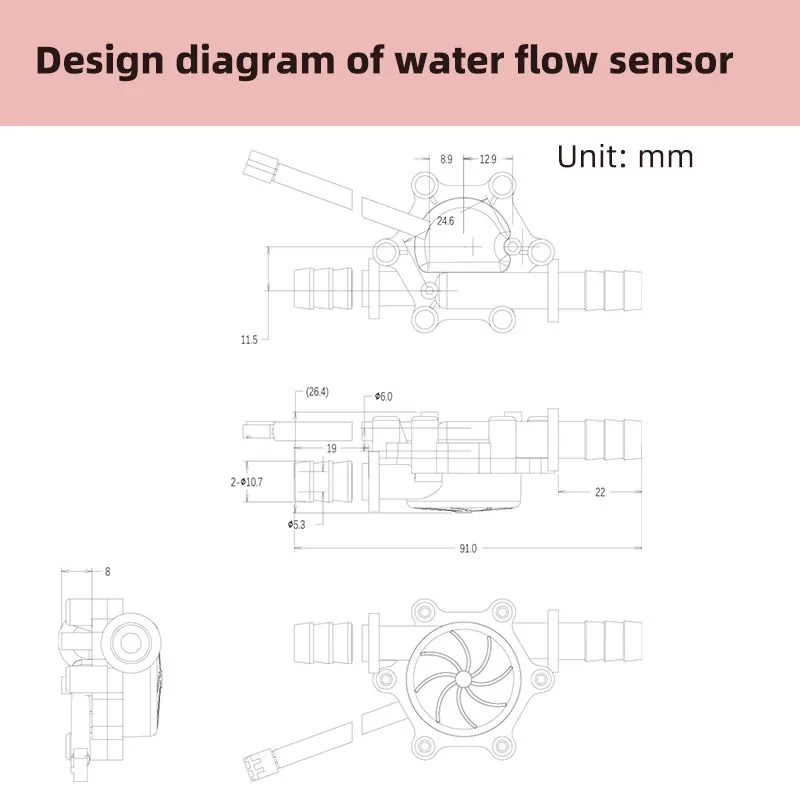 Hall water flow sensor flow meter sensor liquid controller switch toilet plug-in medical equipment flow sensor high temperature