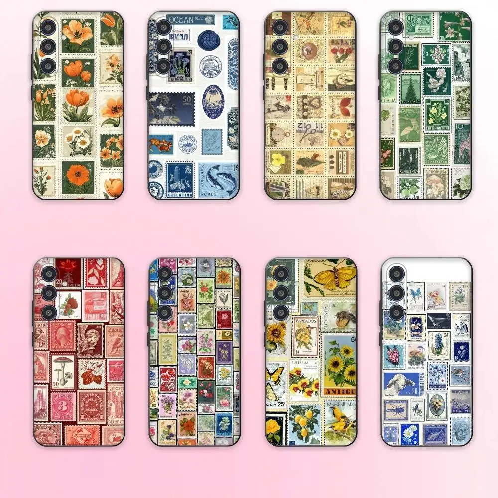 

Stamp Pattern Phone Case For Samsung Galaxy A73,A72,A71,A70,A53,A52,A51,Others Soft Black Cover