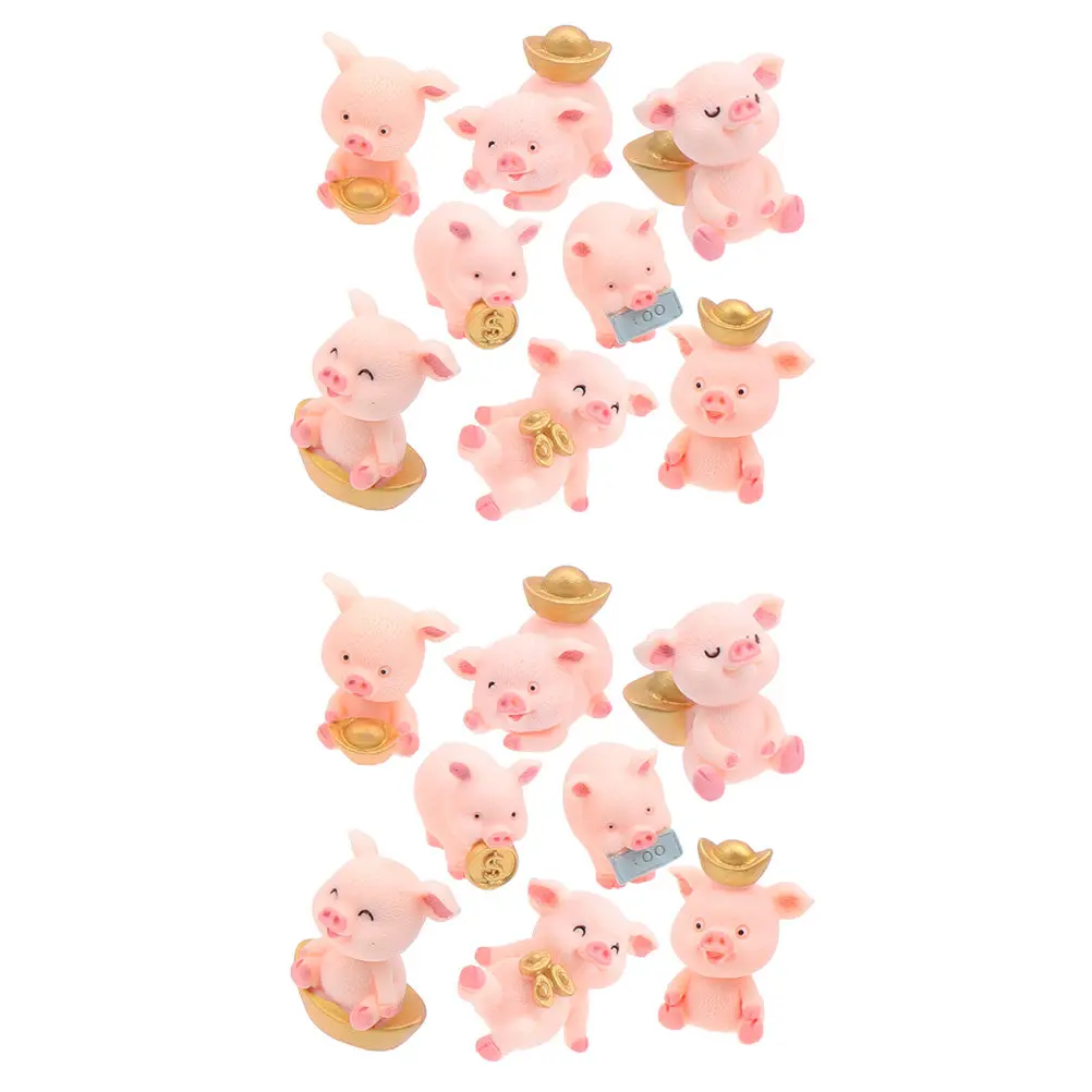 16pcs Lightweight Resin Pig Decorations for Fairy Gardens, Bonsai Pots, Micro Landscapes & Theme Parties