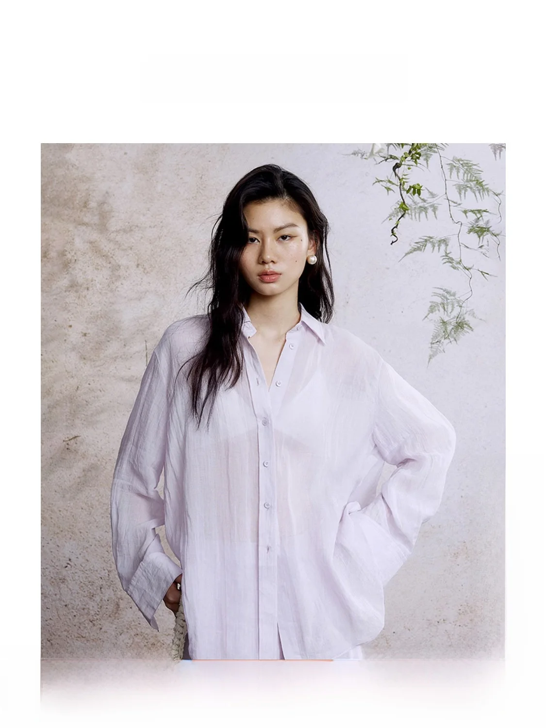 

ZhiZhi Hemp Casual Loose Women's Shirt Summer Breathable Lightweight Long Sleeve Collar Pure Color Comfortable Top
