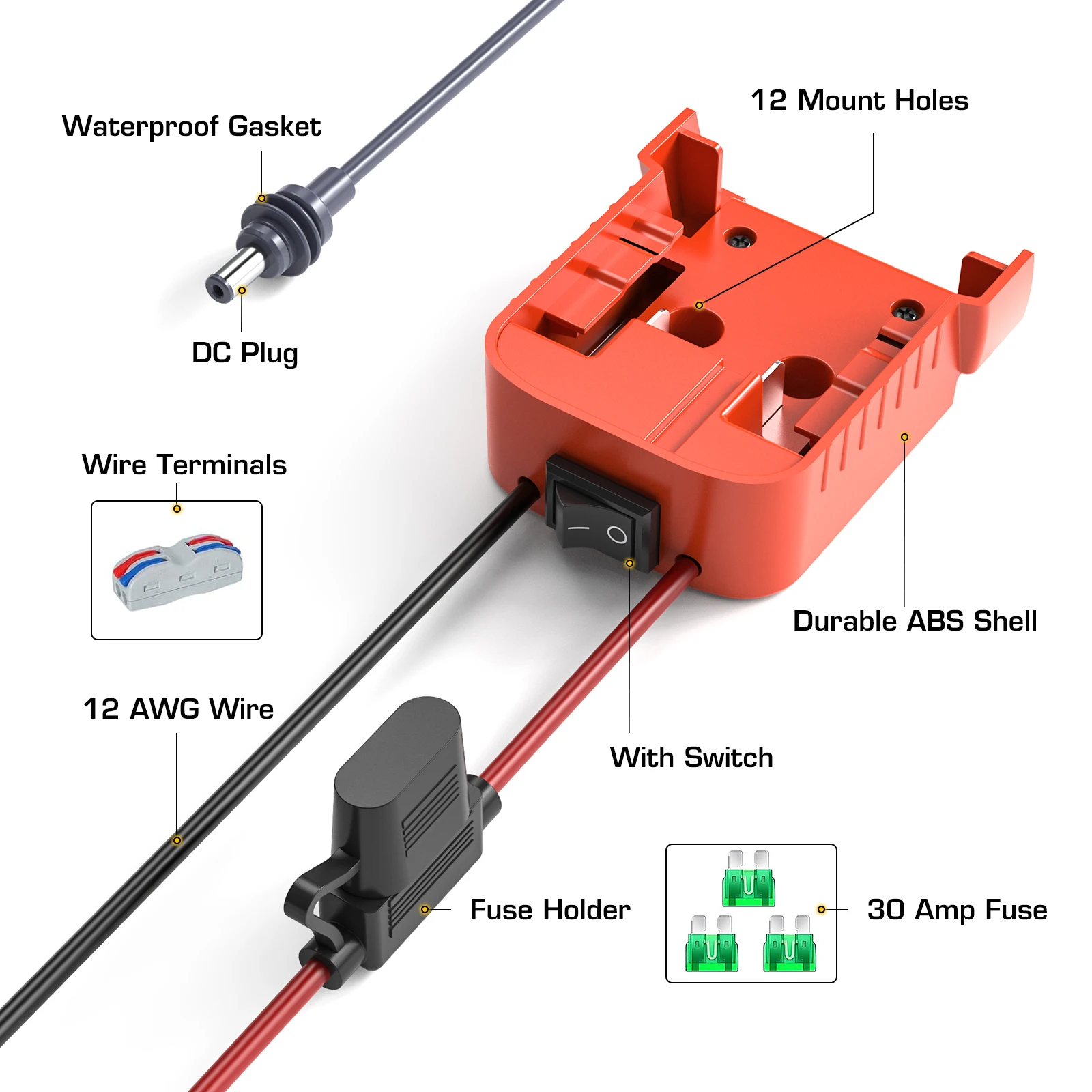 EDUP SK0108 Starlink Mini Battery Adapter for Milwaukee Battery with Fuse and Wire Terminal Compatible with Starlink Mini