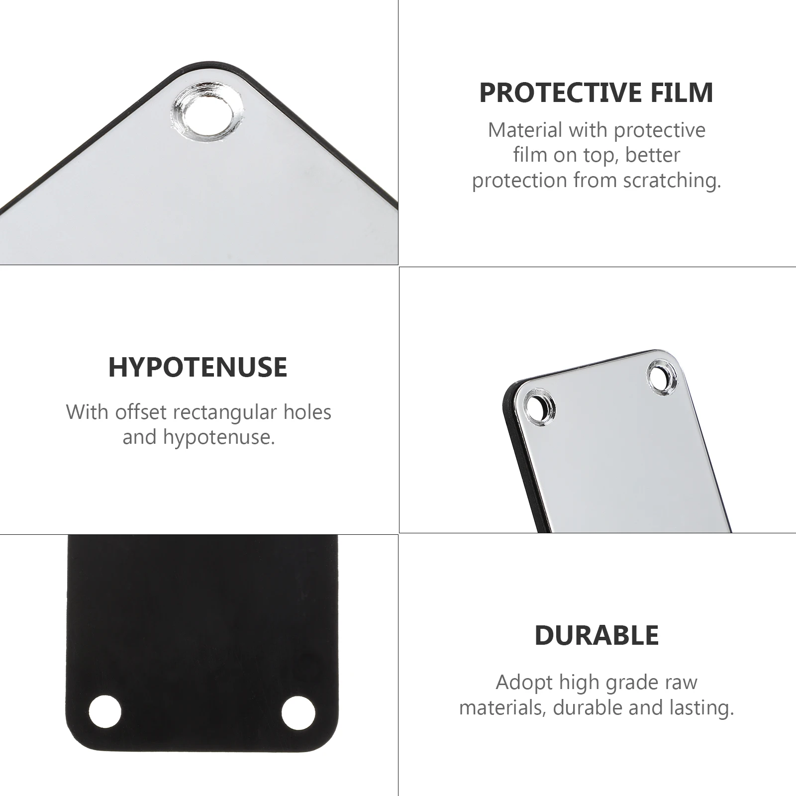 

3pcs Electric Guitar Reinforcement Board Alloy Protective Film Durable Replacement Neck Plate for Bass Tuning Strings Hole